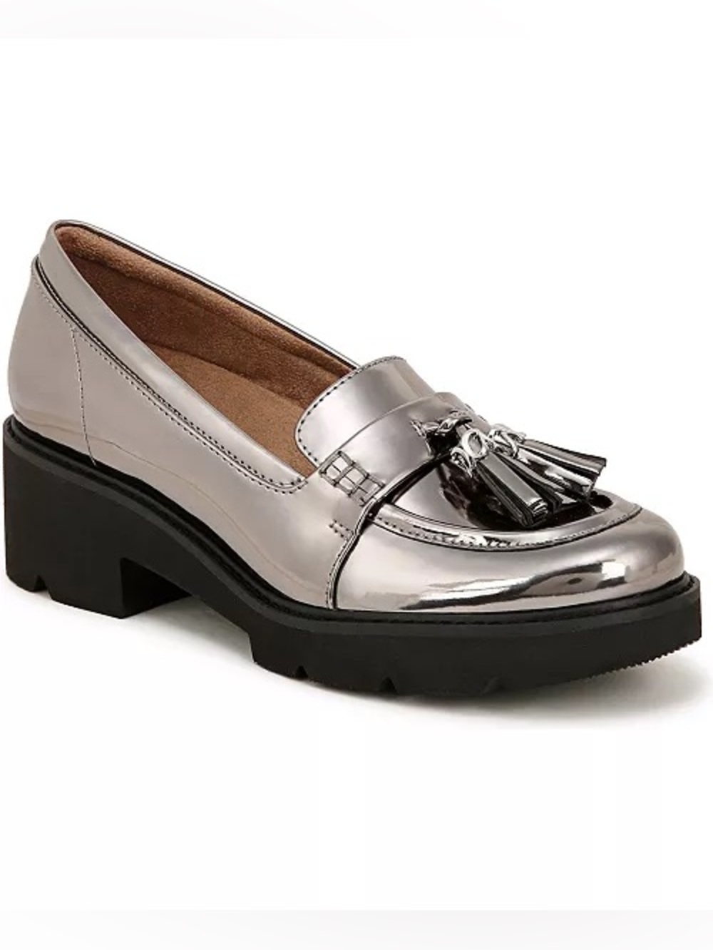 Naturalizer Metallic Silver Tassel Loafer for Women